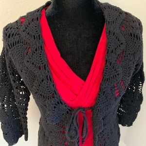 Black lace crochet sweater